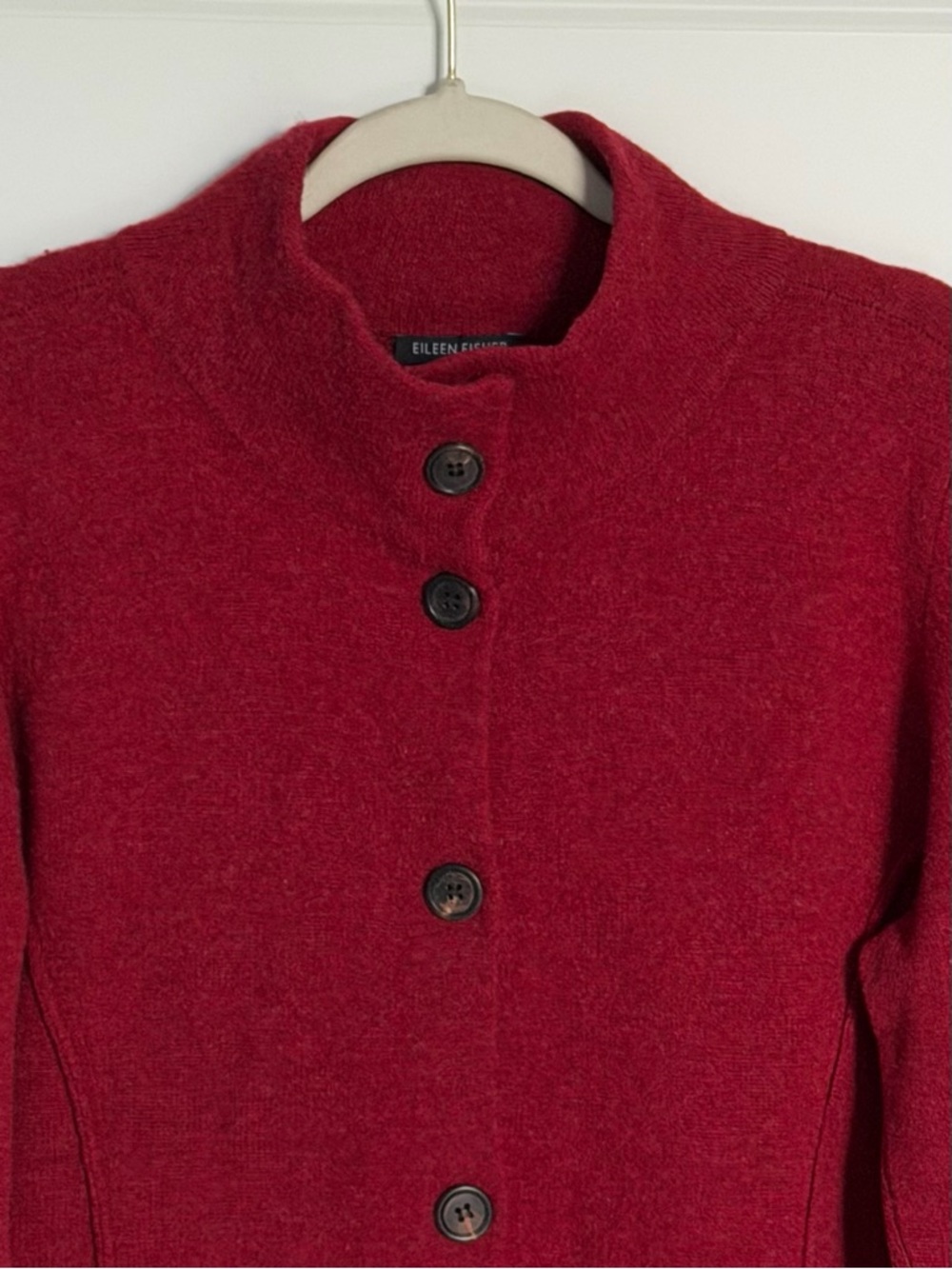 Eileen Fisher Women's Red Wool Button-Front Wool Pea Coat Size XL 39966 - Picture 4 of 15